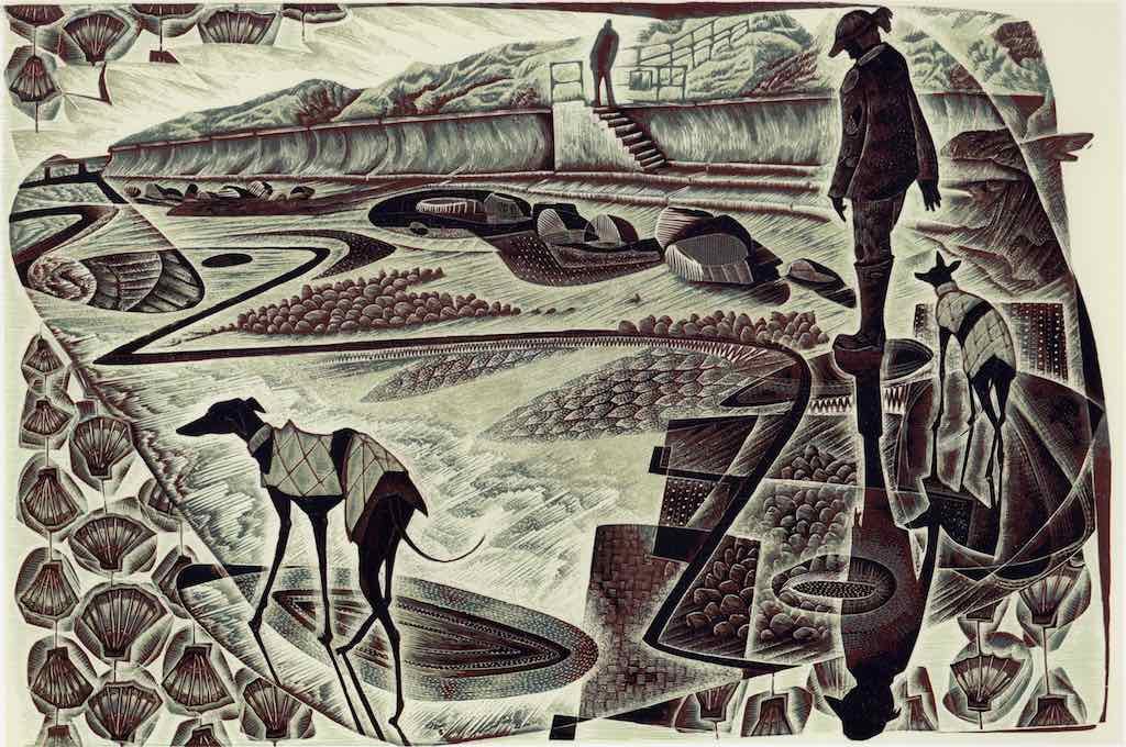Walking the Tide Line - wood engraving by Neil Bousfield