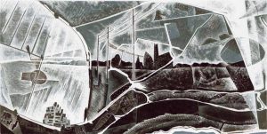 Halvergate Marshes, a wood engraving of The Broads by Neil Bousfield