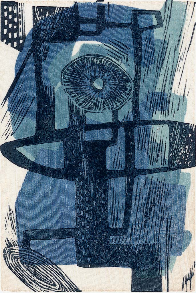 Abstract Blue p1-8 : a wood engraving & woodcut by Neil Bousfield