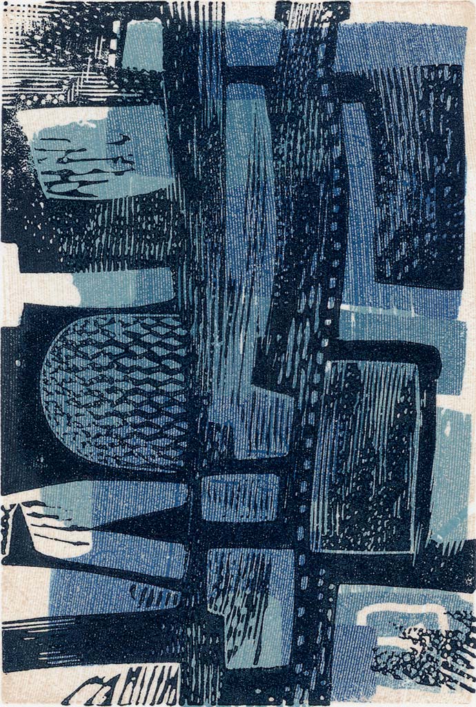 Abstract Blue p6.6 : a wood engraving & woodcut by Neil Bousfield