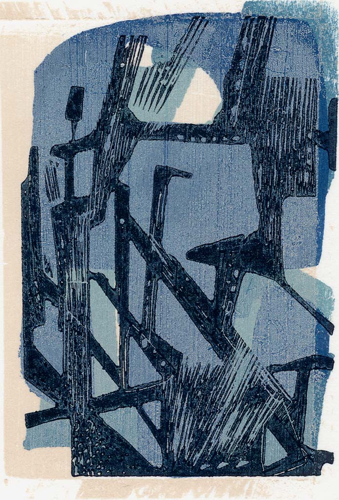 Abstract Blue p7-7 : a wood engraving & woodcut by Neil Bousfield