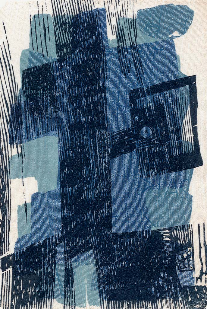 Abstract Blue p8-3 : a wood engraving & woodcut by Neil Bousfield