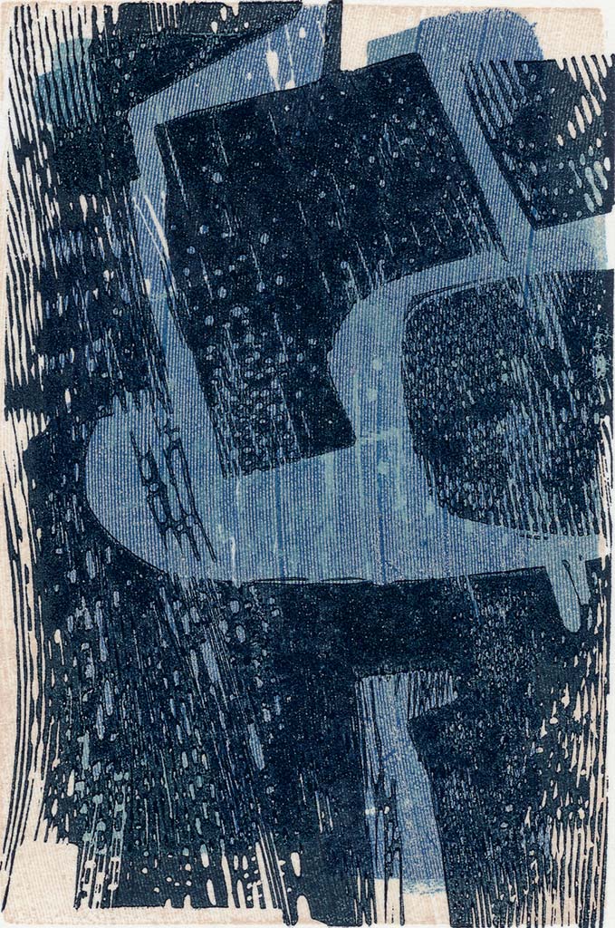 Abstract Blue p8-7 : a wood engraving & woodcut by Neil Bousfield